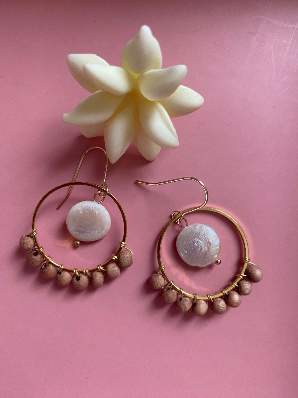 Handmade Coin Pearl Earrings